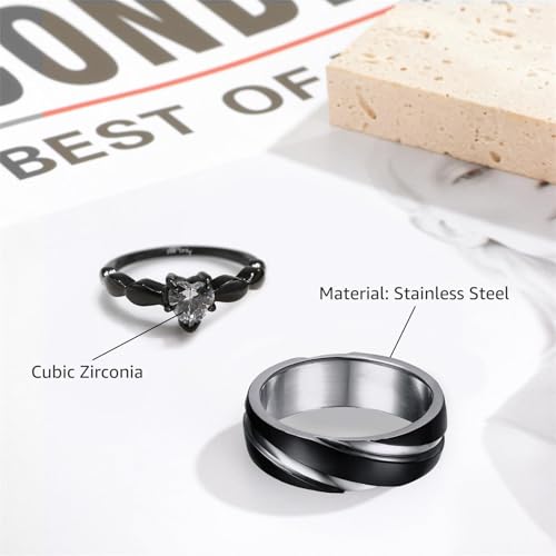 Personalized Couple Rings Promise Rings for Him and Her Custom Ring Set Wedding Bands Engagement Rings for Couples 2 PCS3