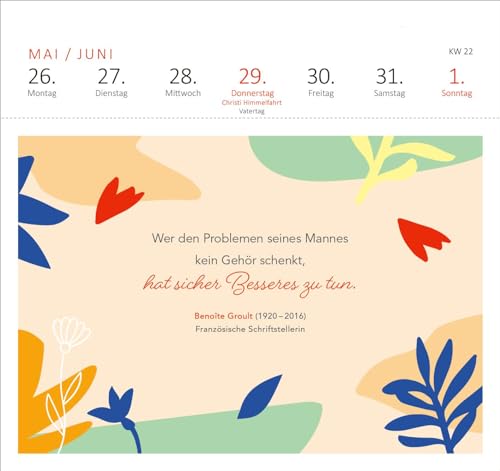 Postkartenkalender Kluge Frauen 2025: Wochenkalender 2025, 53 Postkarten mit Zitaten von bekannten Frauen