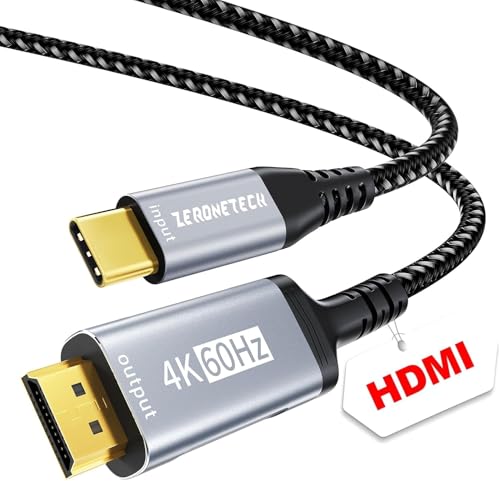 ZeroneTeck USB-C - HDMI�P�[�u�� 16.6�t�B�[�g | 4K@60Hz Thunderbolt 3/4 �e���r�ւ̃X�N���[���~���[�����O | ��x�� �i�C�����ґg iPhone 15/16/17 MacBook iPad Galaxy