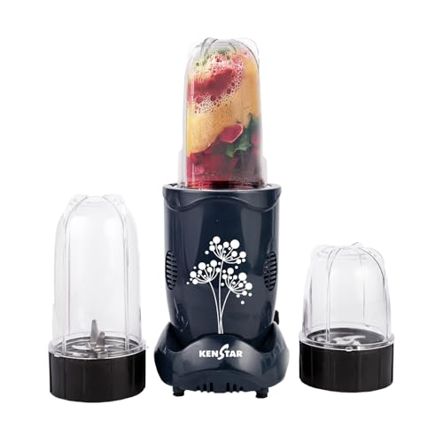Image of Kenstar Nutrino Mixer Grinder Blender | 3 Jar 350W | High Power Motor Juicer | Blender and Mixer | Durable ABS Body | Blue & Black