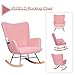 VECELO Rocking Chair Nursery Teddy Upholstered Glider Rocker with High Backrest, Padded Seat, Side Pocket, for LivingRoom, Bedroom, Baby Room