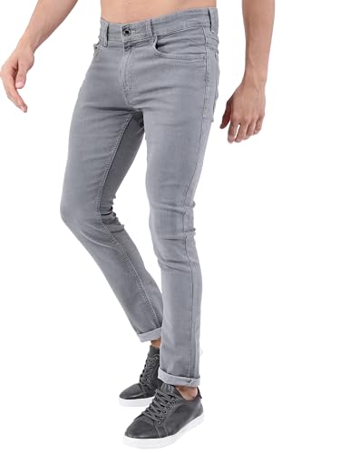 Image of Highlander Mens Tapered Fit Denim Jeans for Man |Jeans Pant Cropped Length|Mid-Rise|Stylish Casual Wear with Stretchable Fabric