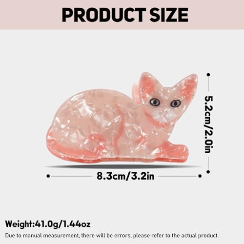 Pinza para cabello con diseño de gato rosa nude miniatura 2