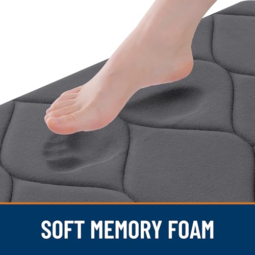 Image of Smiry Memory Foam Bath Mat 24x16, Ultra Soft Absorbent Bathroom Rugs | Dark Grey, Plush Quick Dry and Machine Washable Cushion Bath Mats for Bathroom, Shower, Tub & Home Decor