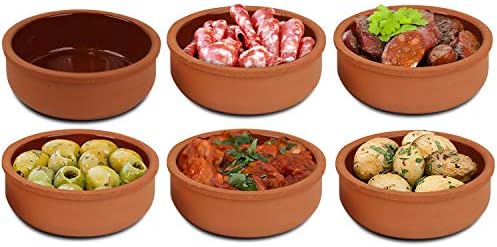 Set 3 Terracotta Tapas Dishes Glazed Spanish Serving Olive Starter 12cm Bowls (3)