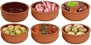 Set 3 Terracotta Tapas Dishes Glazed Spanish Serving Olive Starter 12cm Bowls (3)