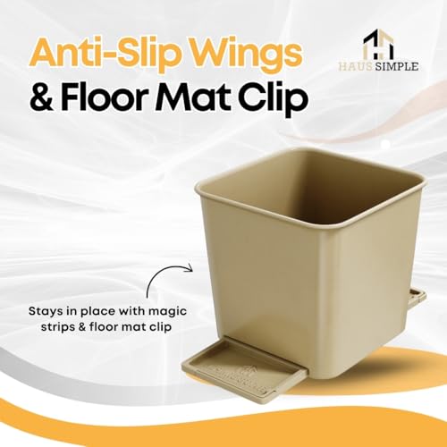 Image of Car Trash Can with Stability Wings - Leakproof Portable Garbage Bin for Fabric & Rubber Mats - Compact Durable Plastic Auto Organizer for Cars, SUVs, Trucks (Mocha, Small)
