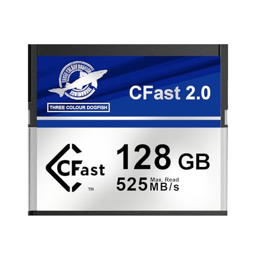 Dogfish 128GB CFast 2.0 Memory Card Up to 525MB/S Read Professional 4K Video Recording & RAW Photography CFast Card for DSLR/Cinema Cameras
