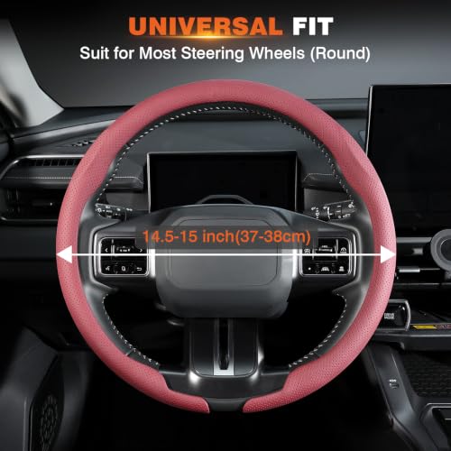 Image of Cartist Upgrade Steering Wheel Cover Universal for Car, PC Strength and PVC Leather for Steering Wheel Protector, Breathable Non-Slip Enhance Driving Experience, Open-Type Easy to Install (Claret)