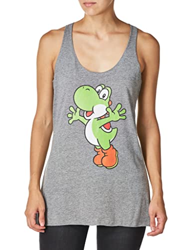 Nintendo Junior's Yoshi Icon Tri-Blend Racerback Tank, Medium, Premium Heather - image 1