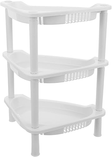 Miniatura 9 de Cabilock Estantes de almacenamiento pequeños de plástico de 3 capas, cesta de estante de esquina para el hogar, soporte de escritorio, estantes de