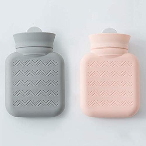 2 Pack Silicone Hot Water Bottle, Mini Portable Winter Microwave Heating Hot Water Bag With Cute Knit Cover For Hand Foot Stomach Warmer Pain Relief Hot & Cold Therapies