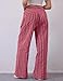 Kissonic Women Striped Pants Casual Drawstring Wide Leg Trousers Loose Lounge Pajama Pants with Pockets(Red-XL)