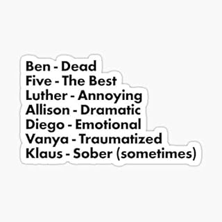Umbrella Academy Characters Funny Descriptors - Black Sticker - Sticker Graphic - Auto, Wall, Laptop, Cell, Truck Sticker for Windows, Cars, Trucks