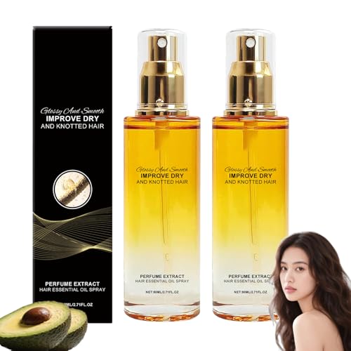 コンディショニングヘアオイルスプレー リーブインコンディショナー 女性用ヘアフレグランス ヘアエッセンシャルオイルスプレー 適しています 乾燥して絡まった髪 爽やかで滑らかな髪を叶える日常のヘアケア. (2PCS)のサムネイル