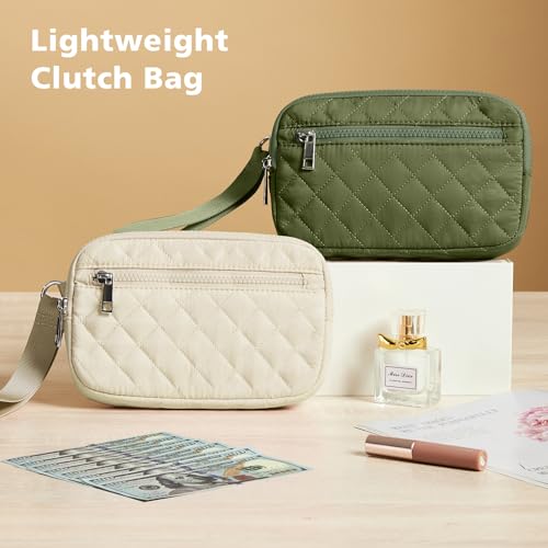 Small Wristlet Wallets for Women Quilted Nylon Wallet Purse RFID 3 Zipper Clutch for Travel Card Phone Organizer3