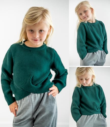 Image of Arshiner Girl's Sweaters Kids Twist Front Cute Pullover Knitted Jumper Fall Winter Clothes