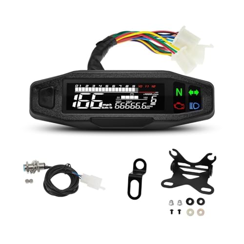 オートバイの走行距離計タコメーター オートバイスピードメーター デジタルディスプレイ 走行距離計 タコメーター ユニバーサルデジタル計器クラスター ターンシグナルライトインジケーター