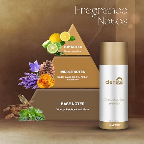 Image of Clensta Madrid Deodorant for Men 150ml Pack of 2 Body Spray Long Lasting | All Day Freshness | Born in Spain