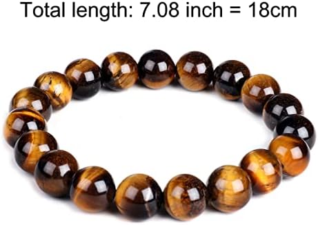 10mm Natural Tiger Eye Bracelet Elastic Yoga Gemstones Healing Energy Men Women Stretch Bracelet Gift for Him Boyfriend Husband Dad