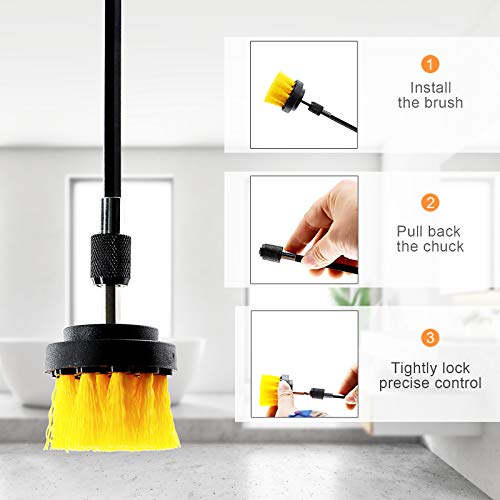 Image of 5pcs Drill Brush Attachment Set -Drill Brush Cleaning Brushes Set Power Scrubber Brush for Cleaning with Extend Attachment Drilling Brushes for Grout, Floor, Tub, Tile, Shower,Kitchen