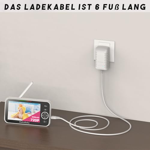 5V AC/DC Babyphone Ladegerät Universeller für HelloBaby, VTech Babyphone etc, 4 Rundstecker Adapter mit 1.5 M Netzteil Kabel