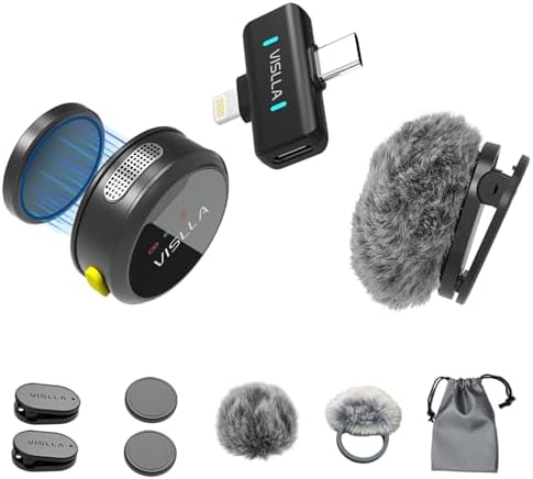Vislla Mini Microphone for iPhone & Android, Furry Windscreen, No...
