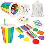 RDTOK Montessori Spielzeug ab 1 Jahr, Montessori Spielzeug Baby Farbe Form Sortierspielzeug, Steckspiel ab 1Jahr Geschenk für Mädchen Jungen, Holz, Bunt