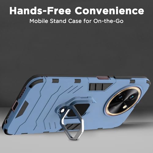Image of Pikkme Vivo T3x 5G / Vivo Y200i 5G Back Cover | D5 Tough Armor Bumper | 360 Protection Case | Ring Holder Stand Case for Vivo T3x 5G / Vivo Y200i 5G (Blue)