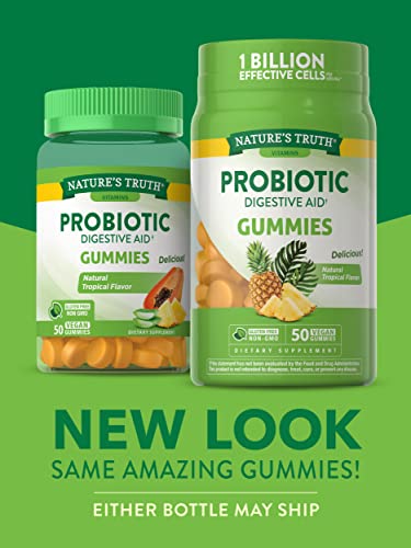 Probiotic Gummies | 50 Count | Vegan, Non-Gmo & Gluten Free Digestive Health Supplement | By Natures Truth #TOP2