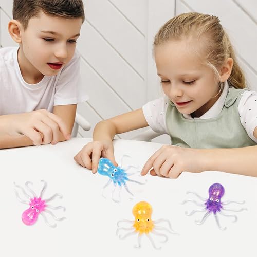 4 Stück Stressball Octopus, Anti Stress Squeeze Ball, Anti Stress Spielzeug
