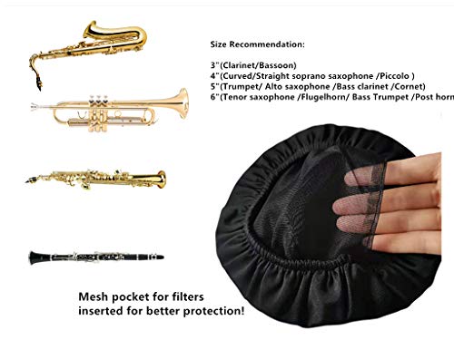 KYT Music Instruments Bell cover,Trumpet Alto saxophone Bell Cover 5'',Washable and Reusable, Double-Layer Bell Cover for Trumpet Alto saxophone Bass Clarinet Cornet - Thumbnail 4