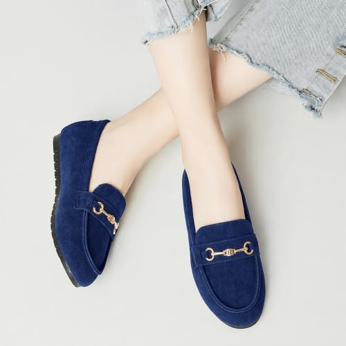 Image of Women's Wide Loafers Casual Slip on Flats Comfort Dressy Shoes