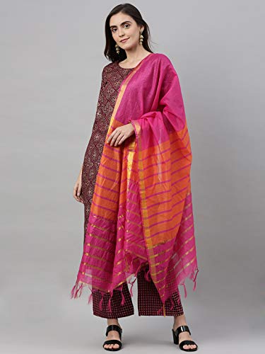 Image of GoSriKi Women's Cotton Kurta Set With Dupatta