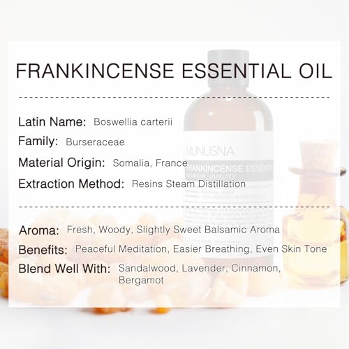 Image of Frankincense Essential Oil for Skin, Hair, Diffuser, 3.38fl.oz | Pure and Natural, Frankincense Aromatherapy Oils for Face, Massage, Home, DIY Soap and Candle Making, 100ml