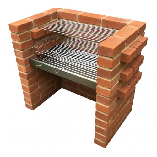 SunshineBBQs - Kit de Barbacoa de ladrillo con Parrilla de carbón Resistente y Parrillas de Acero Inoxidable (67 x 40 cm)