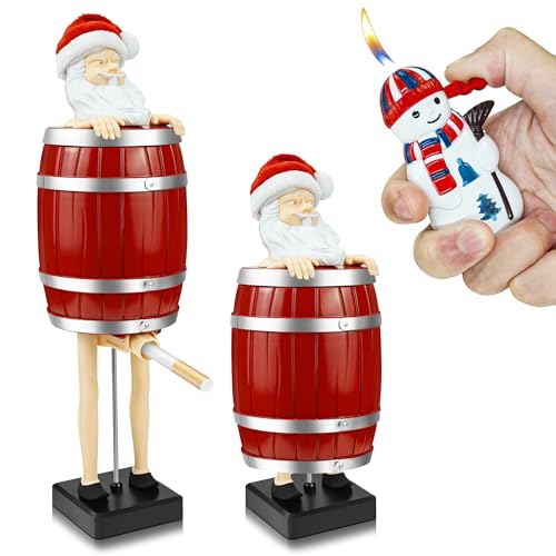 X-LIGHTER Cigarette Case with Butane Lighter Santa Claus Cigarette Dispenser Funny Auto Pop-up Holder Cases for 84MM King Size Christmas Day Gift for Women Her Party Favor Decor