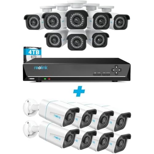 Reolink PoE Commercial Security Camera System Business Bundle, 16 Channel 16 Camera 8MP Smart Person/Vehicle Detection, a 16CH NVR Pre-Installed with 4TB HDD(Include 8 x 18M Cat5 Cable)