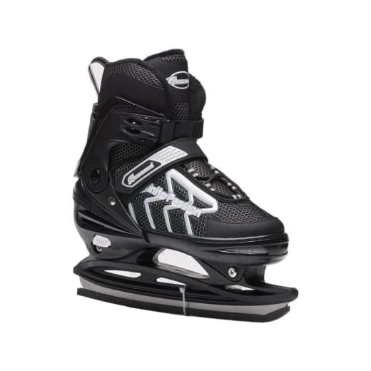 JGMLZK Ice Skates，Boys Hockey Skates,Skates with Adjustable 4 Sizes for Boys Girls Youth Men Women and Beginners (Black Silver, L (4-7) Kid's/(6-8) Women's/(5-7) Men's)