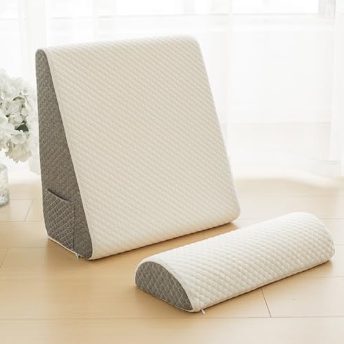 UPSEA Wedge Pillow Support Cushion, 2pcs Triangle Pillow Case Removable Memory Foam Incline Cushion, Bed Wedge Cushions for Reading in Bed, Back or Knee Support