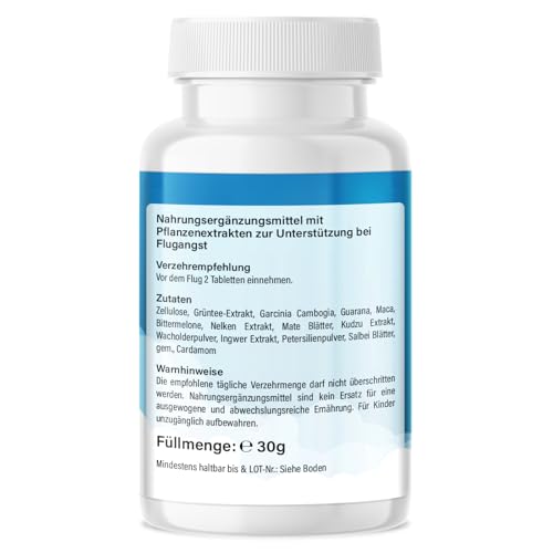 Saint Nutrition® FlyEasy – Reisetabletten - Pflanzliche Unterstützung für eine entspannte Flugerfahrung – Ideal für Reisende mit Flugangst – Natürliche Inhaltsstoffe - 60 Tabletten