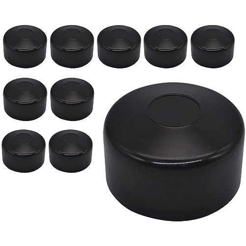SKIR'CO (10 piezas) Tapas para Postes de Valla, Tapas de Plástico Negro Redondas de 60 mm para Postes de Valla Redondos, Cubiertas para Postes de Valla, Color Negro RAL 9005