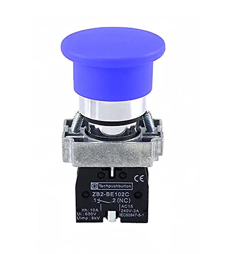 Commutateur bouton tête champignon 40 mm bleu XB2-BC61 pour commande électrique - 2