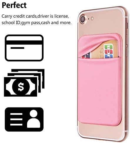 OBVIS Cell Phone Pocket Self Adhesive Card Holder Stick On Wallet Sleeve with 3M Adhesive RFID Card ID Credit Card ATM Card Holder for iPhone Android 2 Pack (Pink)