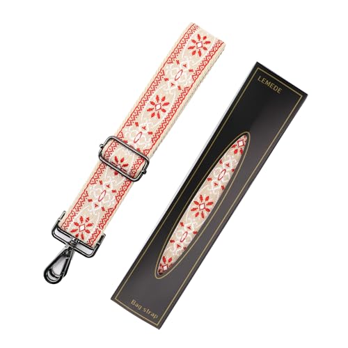 Image of LEMEDE Purse Strap Adjustable Replacement Crossbody Bag Strap Retro Jacquard Embroidery Shoulder Straps for Canvas Bag