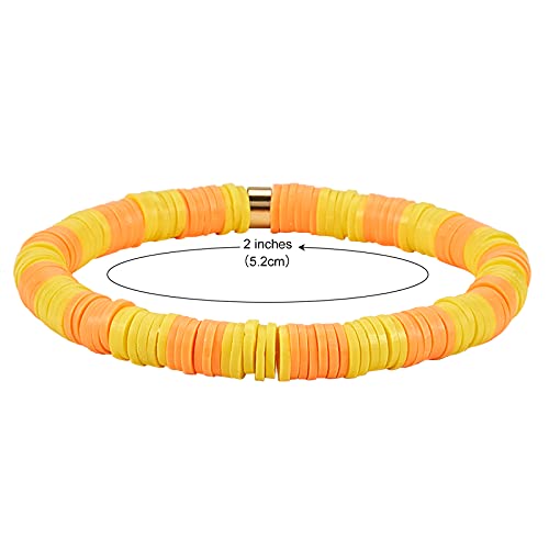 Ornaland Heishi Surfer Bracelets Set Polymer Clay Heishi Beads Stretch Bracelets Bohemia Summer Beach Jewelry for Women2