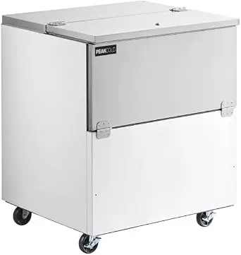 PEAKCOLD Milk Cooler, 34-Inch Wide School Cafeteria Milk Fridge, Fits 8 Crates