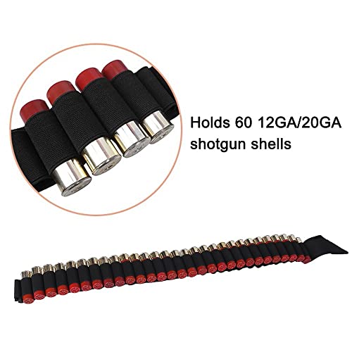 Shotshells Belt, 60 Round 12/20GA Ammo Holder Shotshells Shoulder Carry Bandolier for Tactical Gun Hunting - Image 3