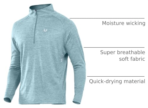 Image of NORTHYARD Men's Quarter Zip Pullover Athletic Running Shirt Long Sleeve | 1 /4 Zip Top, Quick Dry Lightweight, Moisture Wicking Breathable, Reflective Strips, Performance Workout Gym, Hiking Sports