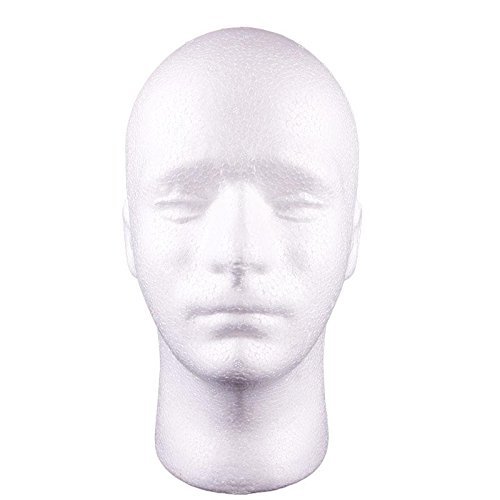 Styrofoam Male Head Stand Model Display Wig Hats Holder (Male)
